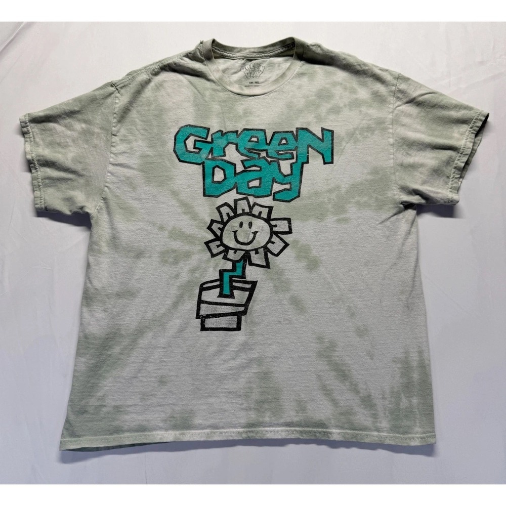 Green Day Kerplunk Flower Pot Tee Shirt Womens S/M Tie Dye Tracklist Rock Band